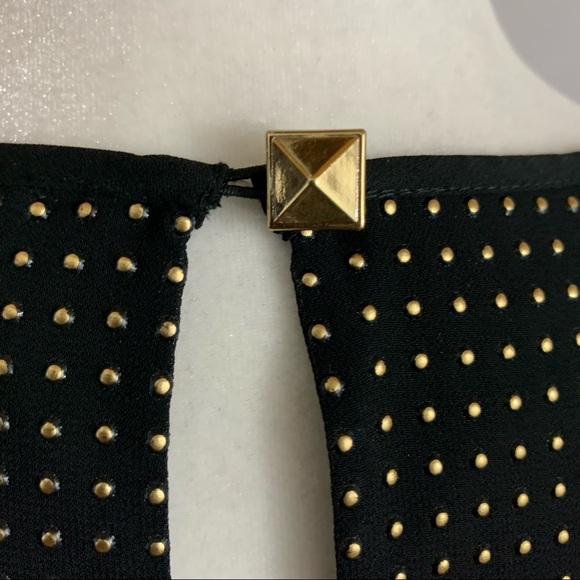 NWT | Express | Black Sleeveless Dress w/ Gold studs dress | Sz 0 - Picture 14 of 16